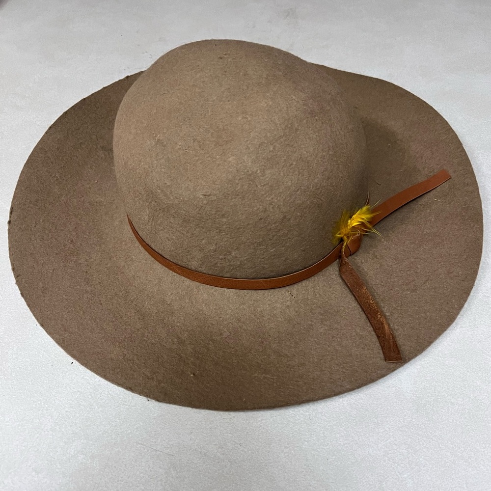 Felt Tan Wide-Brim Hat
